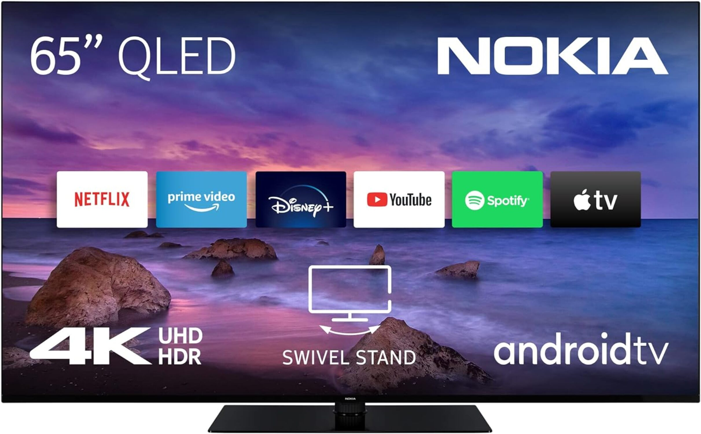 NOKIA QN65GV315ISW QLED / 4K, TV 65 SMART 3D, Zoll UHD cm, (Flat, 164 TV)