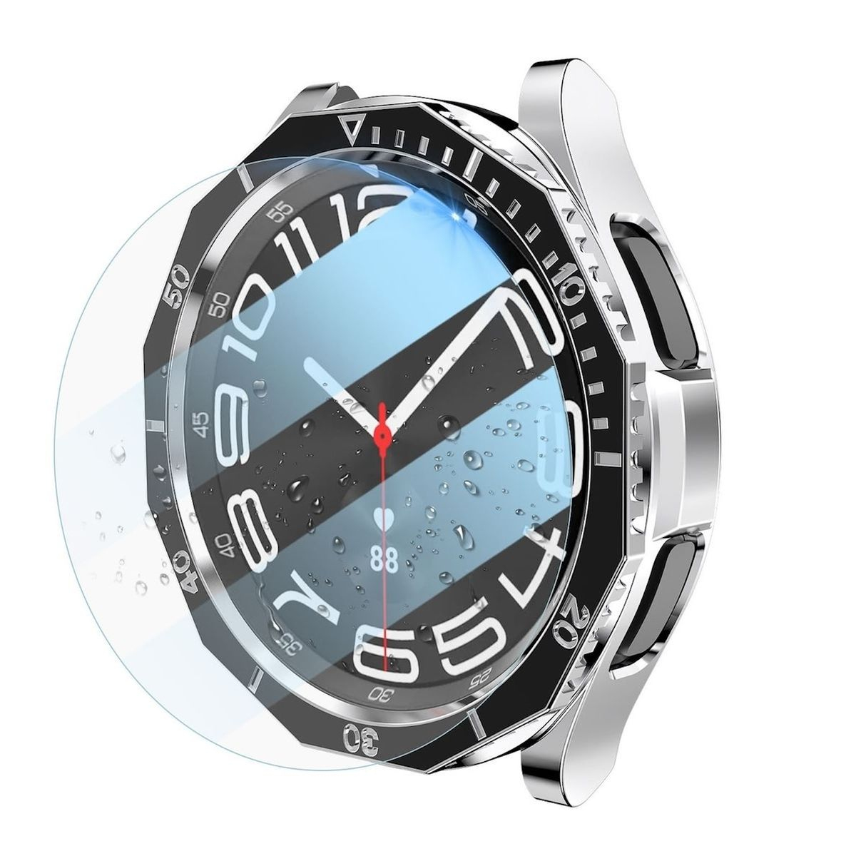 WIGENTO Produktset Kunststoff Hülle + Samsung Lünettenring 47mm) + Galaxy Watch Schutz Glas Hart Watch Classic Hülle(für 6