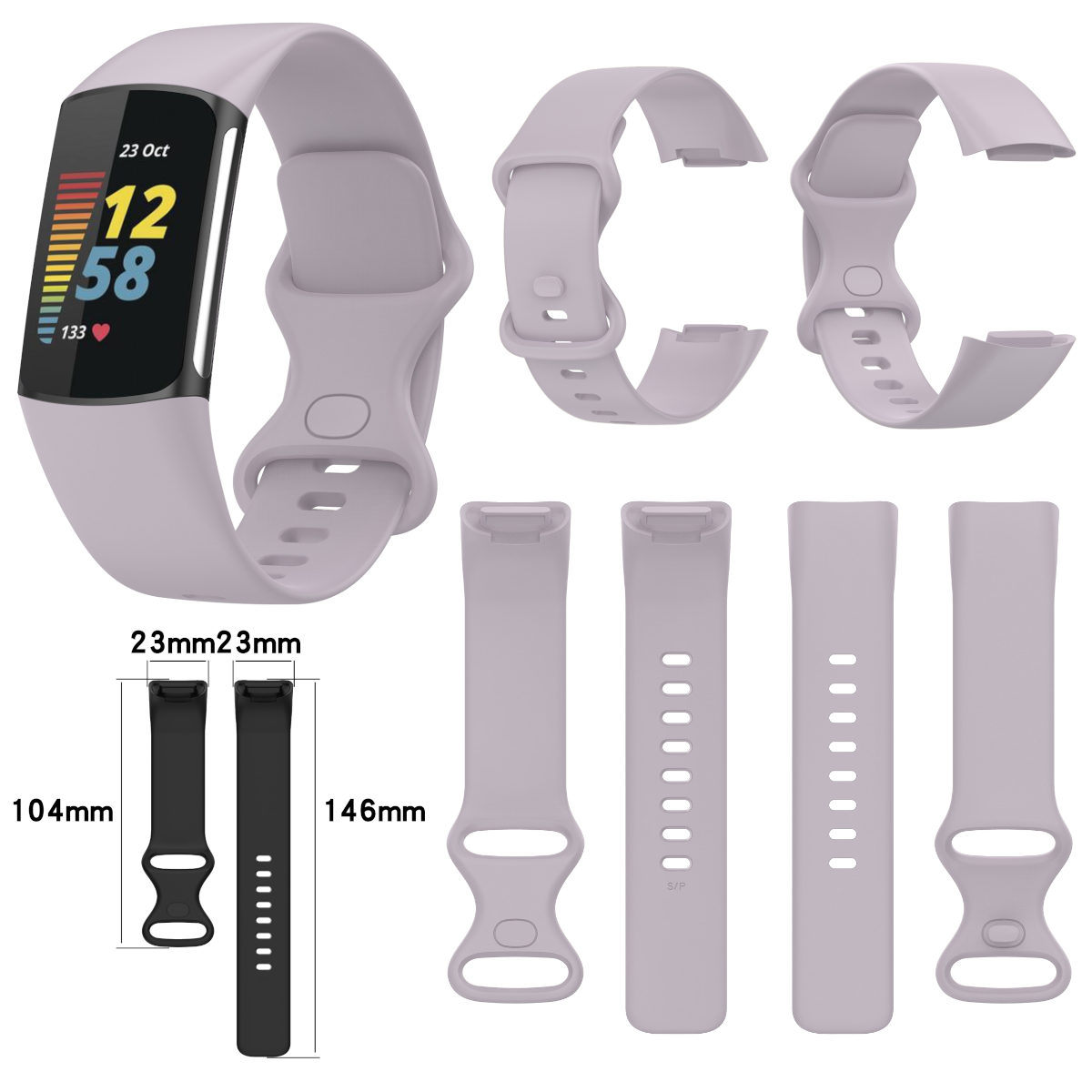 Charge Sport Design Silikon Hell WIGENTO Ersatzarmband, 5, Fitbit, Kunststoff / / 6 Band, Lila