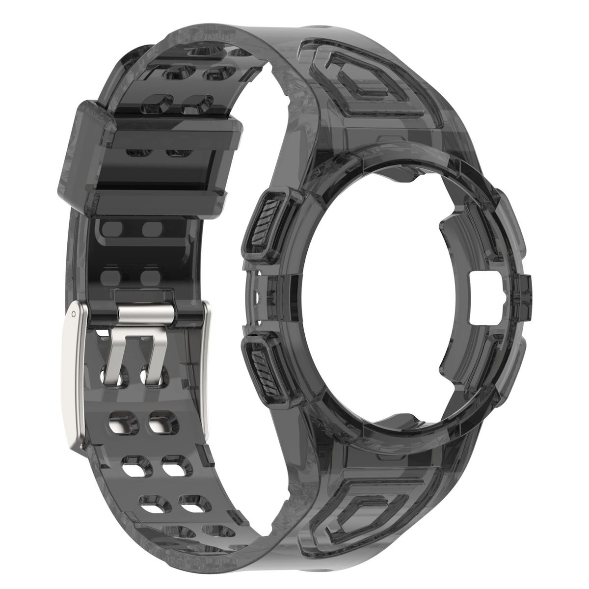 WIGENTO Silikon Kunststoff Design Transparent Band, Watch / 6 Ersatzarmband, Schwarz Galaxy 44mm, Samsung