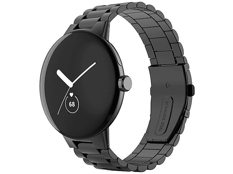 Design Watch Stahl Ersatzarmband, Pixel Google, 2, + 1 Schwarz Band, Metall WIGENTO