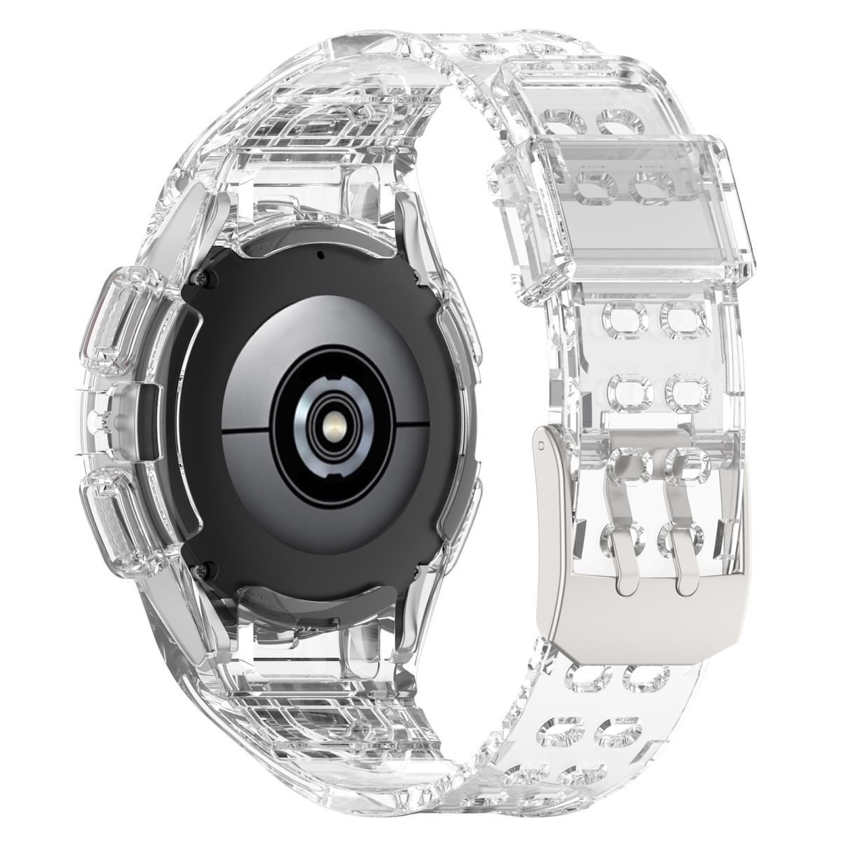 WIGENTO Silikon Kunststoff Design Band, Watch Galaxy Ersatzarmband, Transparent 44mm, 6 Samsung