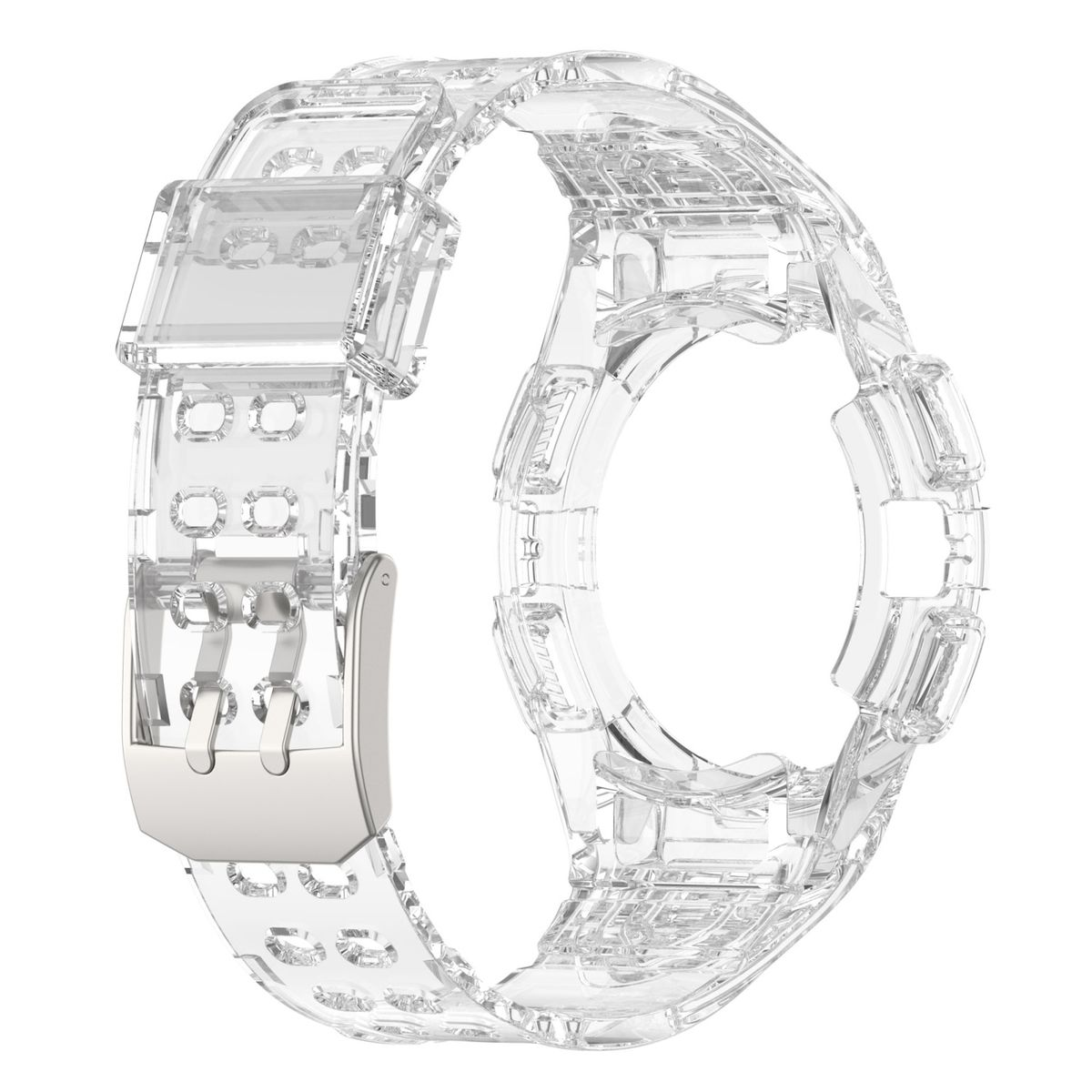WIGENTO Silikon Kunststoff Design Band, Watch Galaxy Ersatzarmband, Transparent 44mm, 6 Samsung