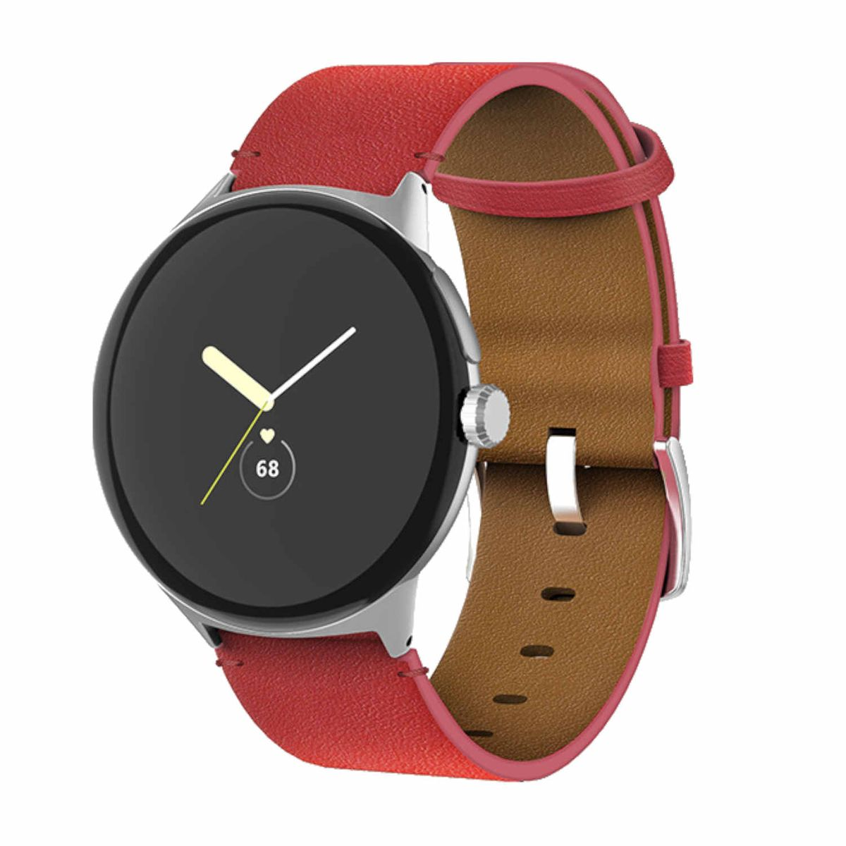 WIGENTO 2, + Band, Echt Watch Ersatzarmband, Rot 1 Google, Leder Pixel Design
