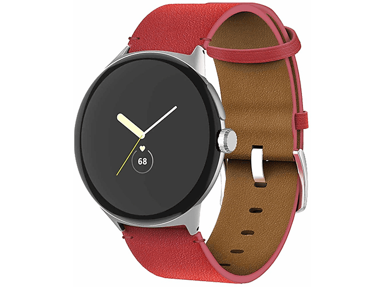 Watch WIGENTO Pixel Echt 2, Google, Design Ersatzarmband, 1 Band, Rot + Leder