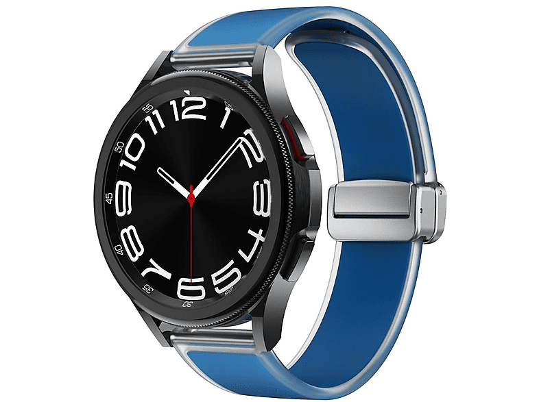 WIGENTO Magnetisches Silikon Band, Ersatzarmband, Samsung, Galaxy Watch 6 / 5 / 4, Felsenblau
