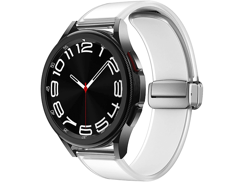 WIGENTO Magnetisches Silikon Band, Ersatzarmband, Samsung, Galaxy Watch 6 / 5 / 4, Weiß