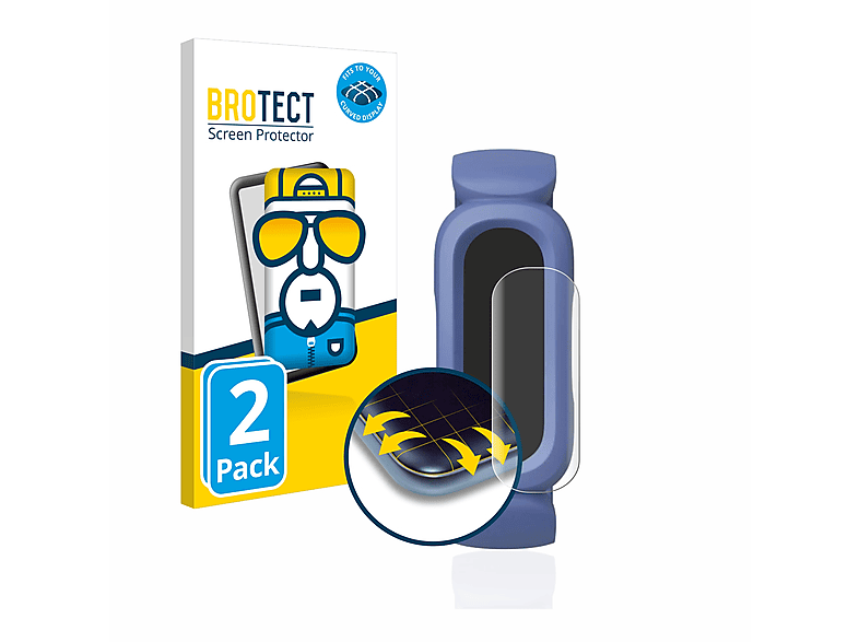 BROTECT 2x Flex 3D Full-Cover Ace Fitbit Curved 3) Schutzfolie(für