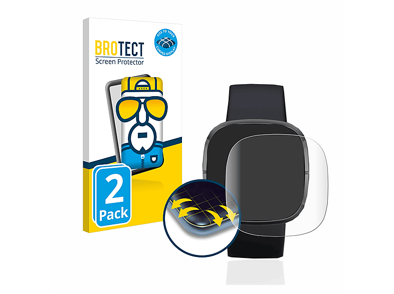 BROTECT 2x Flex Fullscreen 3D Curved Schutzfolie (für Fitbit Sense)
