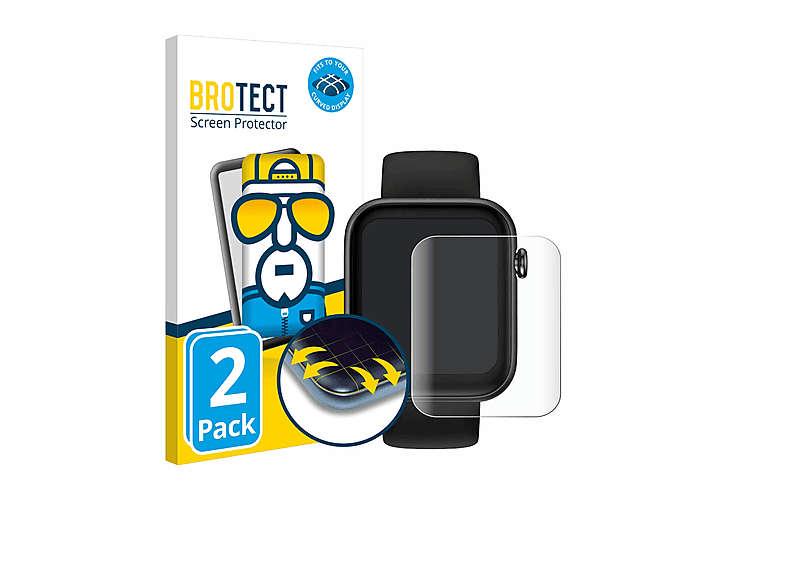 BROTECT 2x Flex Full-Cover 3D Curved GTH 2) Ticwatch Schutzfolie(für Mobvoi