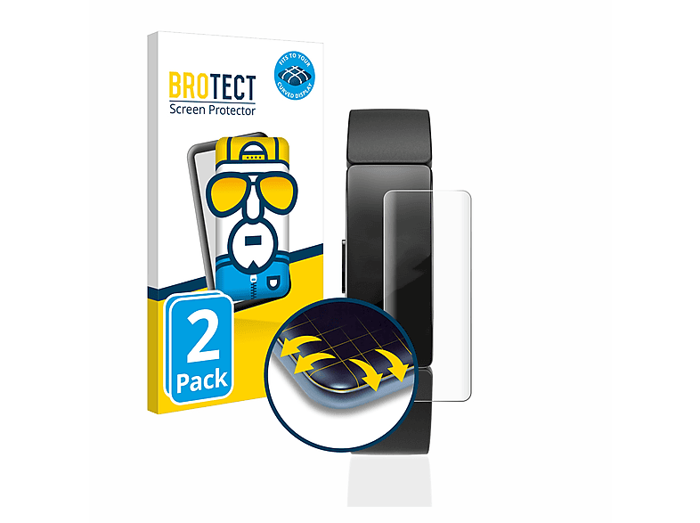 BROTECT 2x Flex Full-Cover 3D Curved Schutzfolie(für Fitbit Inspire HR) | Smartwatch Schutzfolien & Gläser