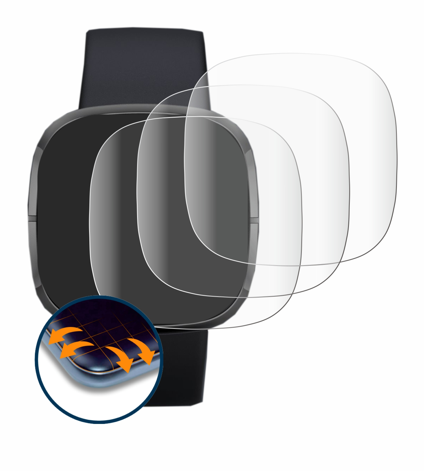 SAVVIES 4x Flex Full-Cover Fitbit Schutzfolie(für 3D Curved Sense)