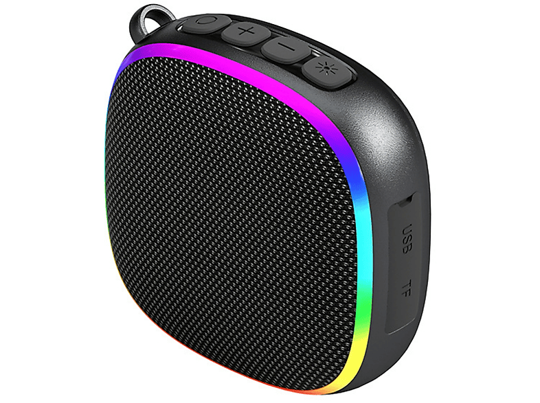 SHAOKE Bluetooth-Lautsprecher Wasserfest Outdoor Wireless Waterproof Schwarz, mit Lights Portable Ambient Subwoofer, RGB-Lichtern