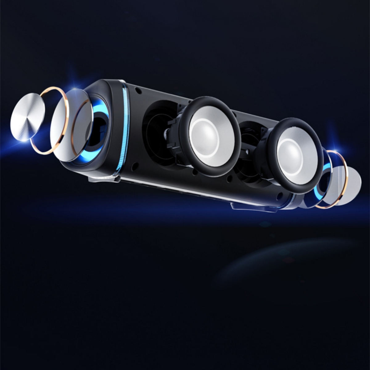 RGB-Lichtern Subwoofer, Ambient SHAOKE Lights Waterproof Bluetooth-Lautsprecher mit Wireless Schwarz Portable Outdoor