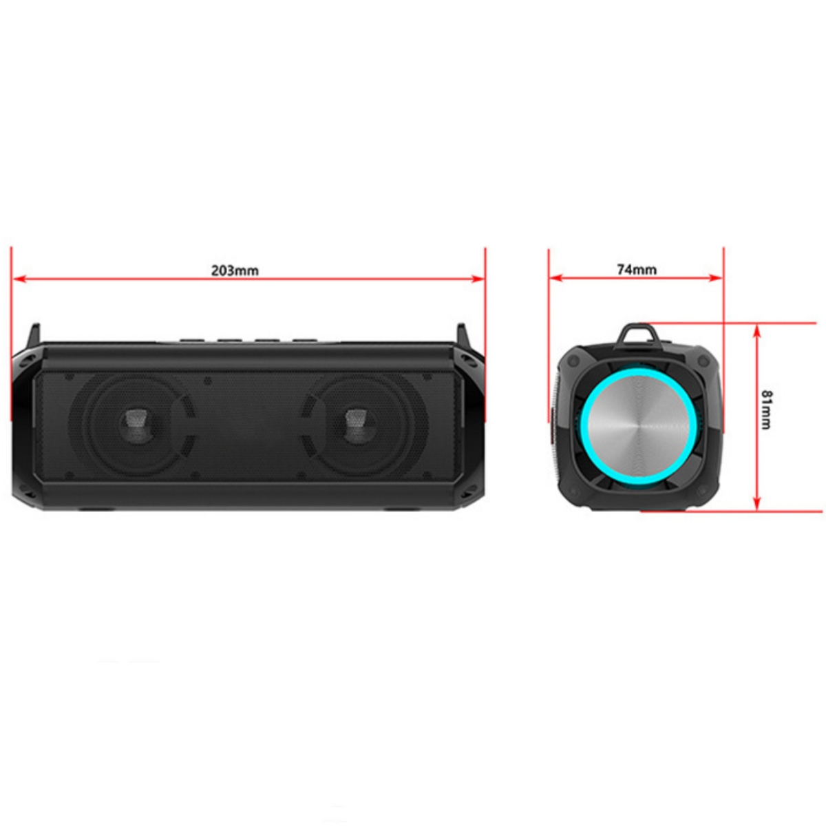 Portable RGB-Lichtern Subwoofer, Schwarz Waterproof Bluetooth-Lautsprecher SHAOKE Lights Wireless Ambient Outdoor mit