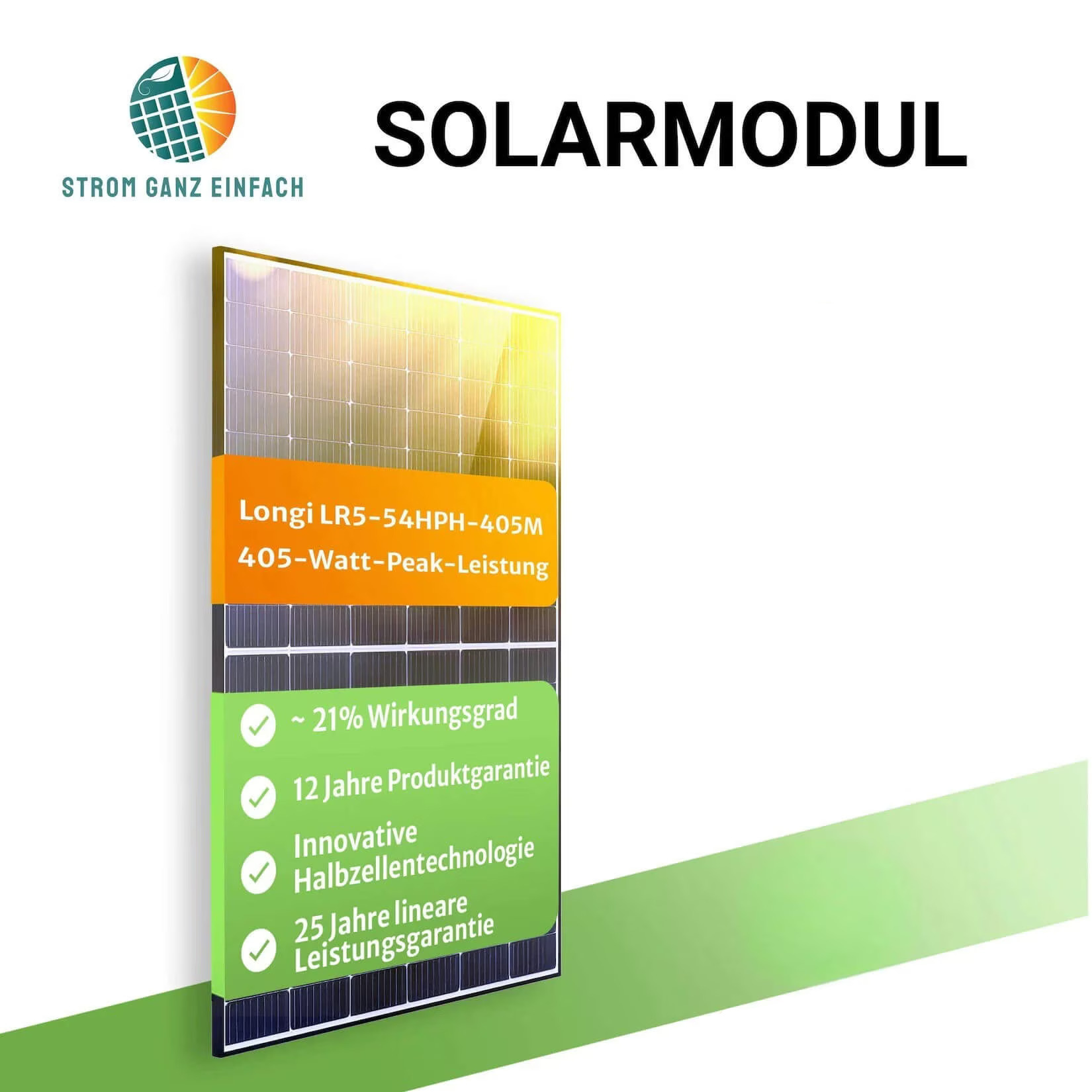 Solarmodul 2 Stück mit STROMGANZEINFACH LONGi Watt Balkon-Solaranlage 425 -