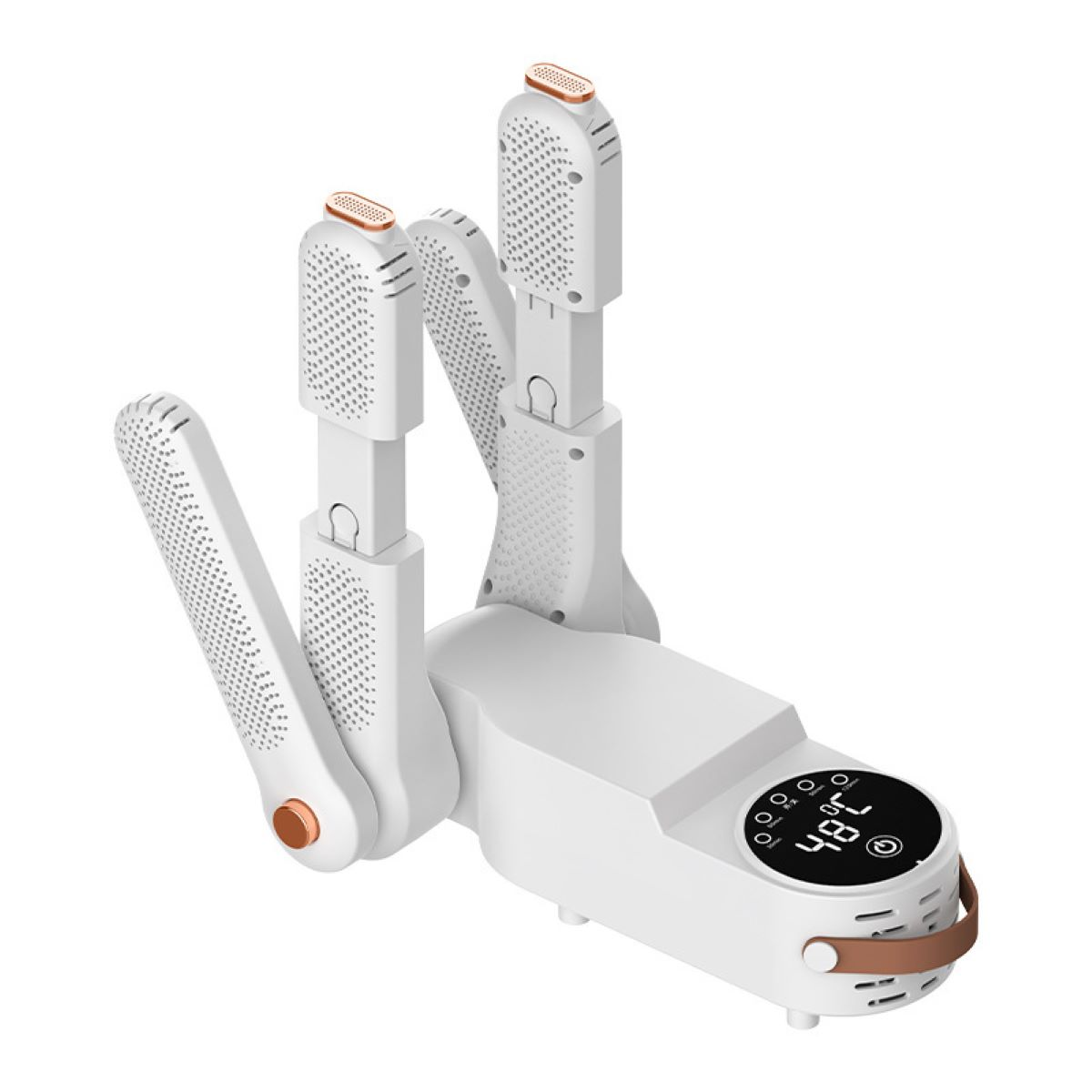 LACAMAX Schuhtrockner - Weiß intelligente Doppelhalterung ausziehbar, Touch-Digitalanzeige, Heißluftumwälzung Schuhtrockner