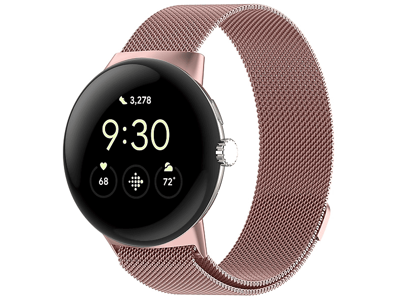 1 Pixel Pink Design Ersatzarmband, + Watch WIGENTO Stoff Google, 2, Sport Band, Gewebter
