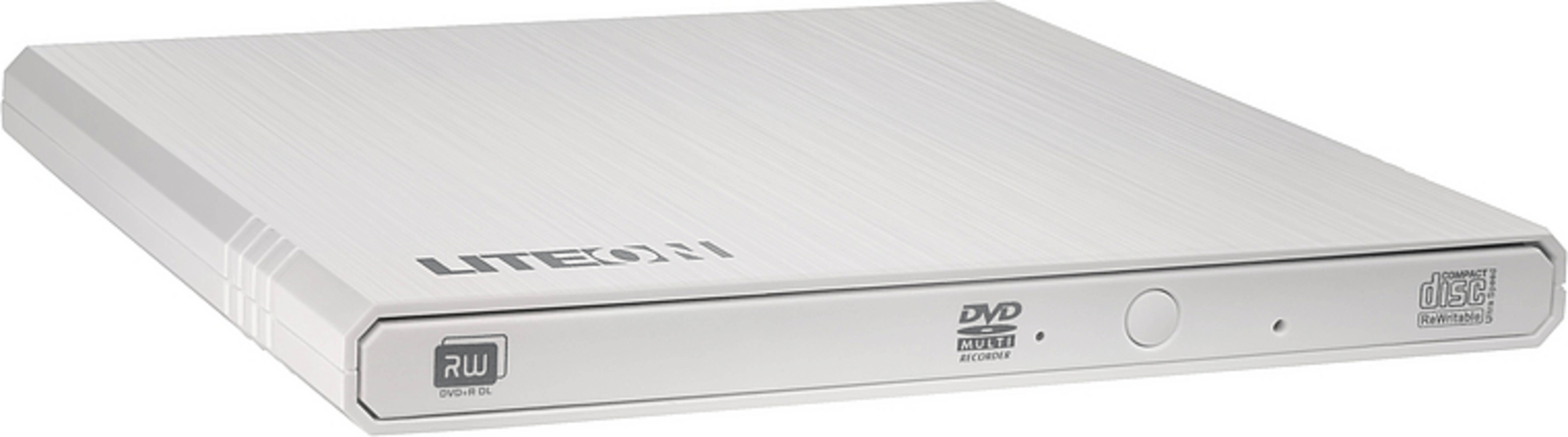 LITE-ON EXTERNAL WHITE SLIM DVD-RW extern Brenner 8X USB CD/DVD