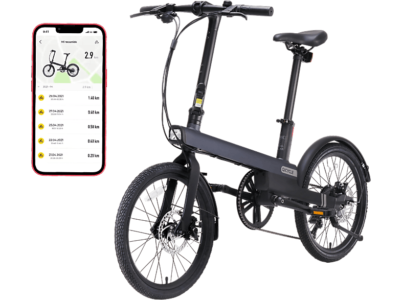 Bicicleta de ciudad - C2 QICYCLE, 36 V, Negro