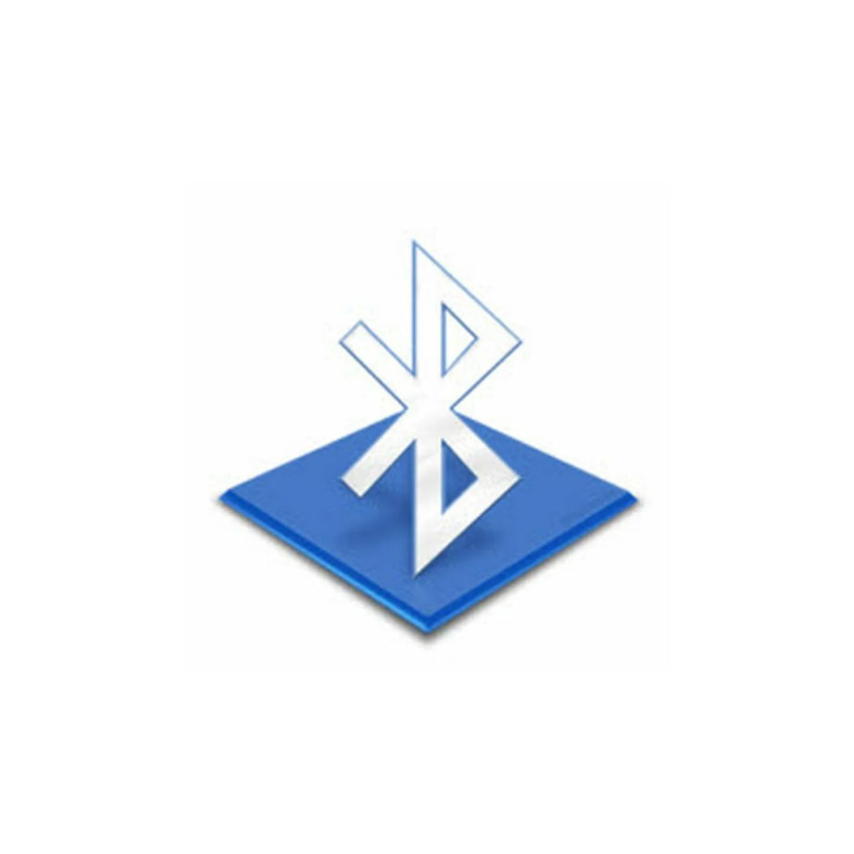 Símbolo de Bluetooth, un símbolo blanco sobre un cuadrado azul con un ligero efecto de perspectiva.