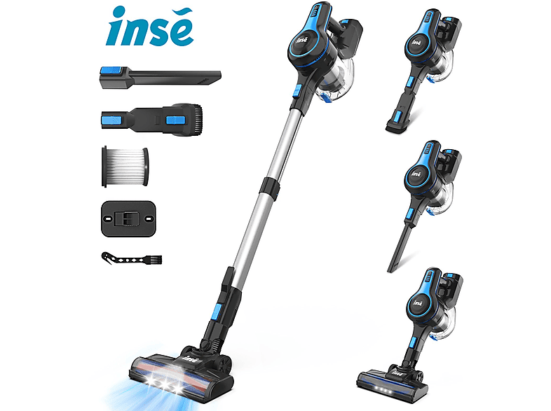 INSE N5 akkustaubsauger, Stielsauger, Akkubetrieb, Stielstaubsauger, maximale Leistung: 180 Watt, blau)