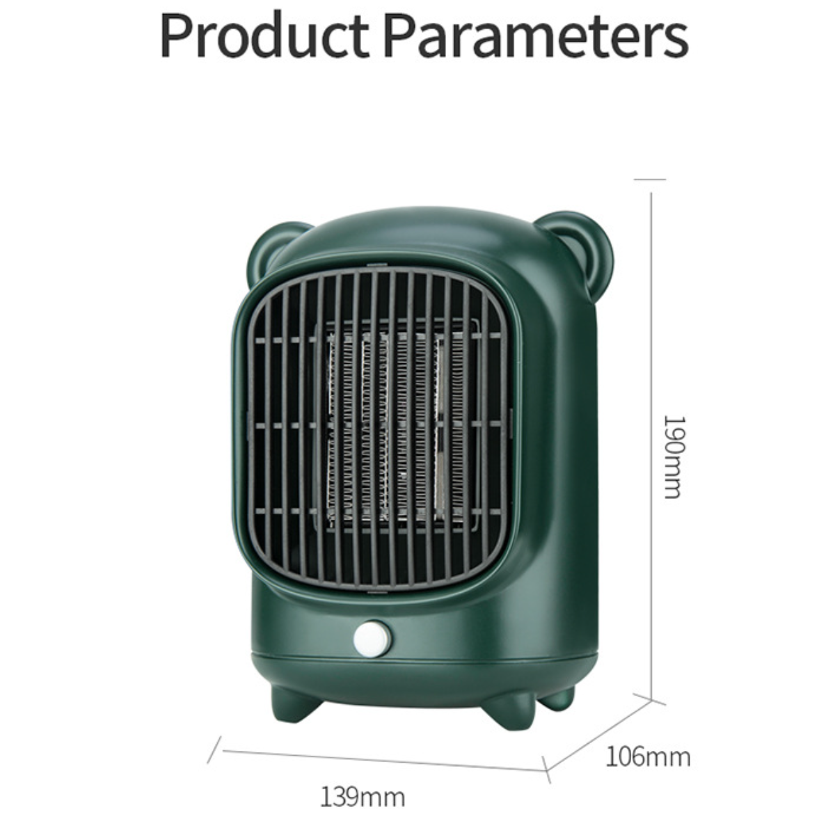 UWOT Bear Electric Heater-Green: PTC-Schnellheizung, leise (500 Watt) und Mini-Elektroheizung Ausschalten geräuscharm, sicheres