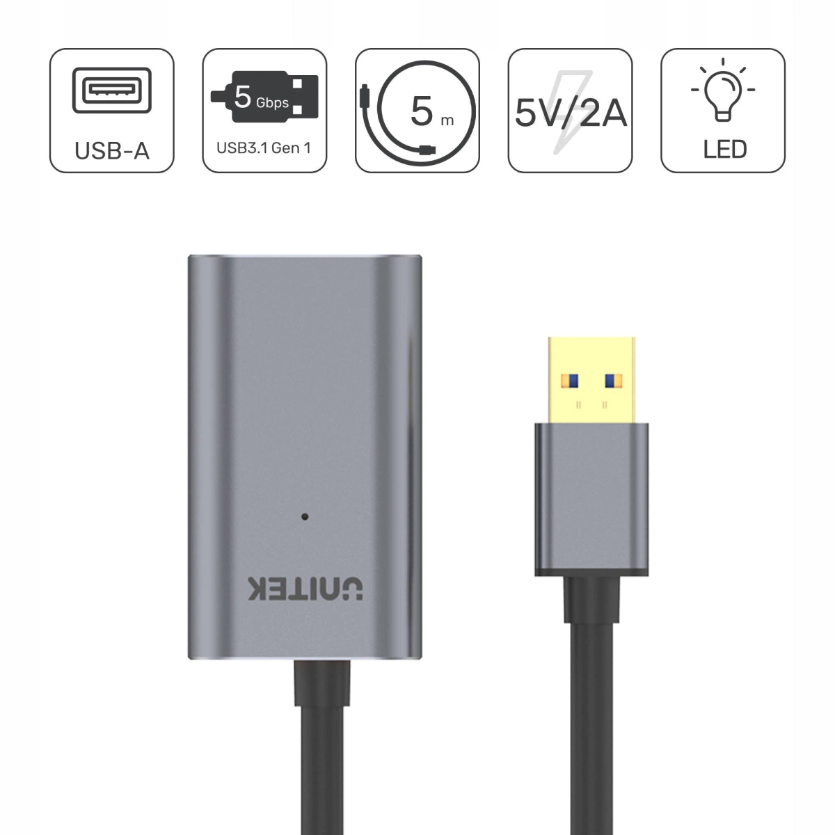 Un adattatore USB grigio con un connettore USB-A e un connettore USB-C.