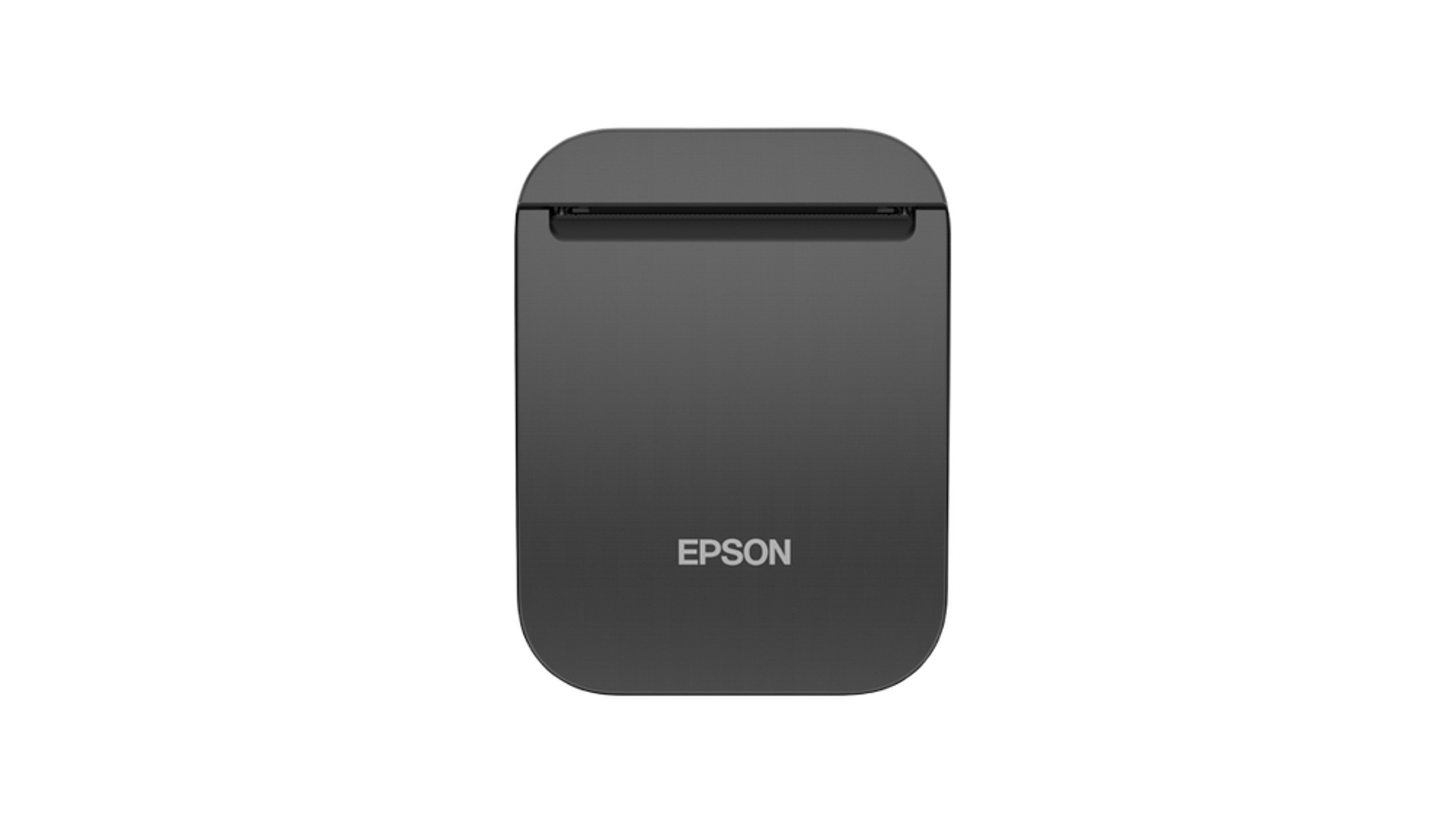 Czarna drukarka Epson z logo Epson wyśrodkowanym na przodzie.