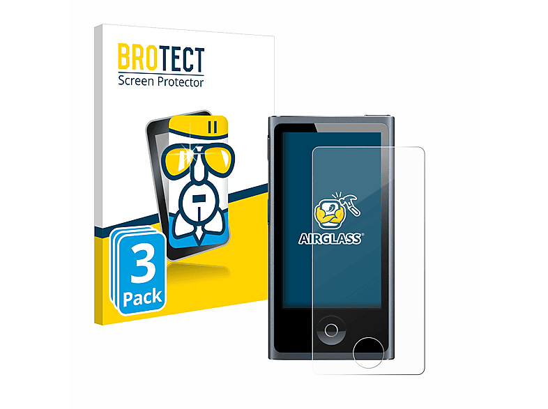 BROTECT 3x Airglass klare Schutzfolie(für Apple iPod nano 2012 (7. Gen.))