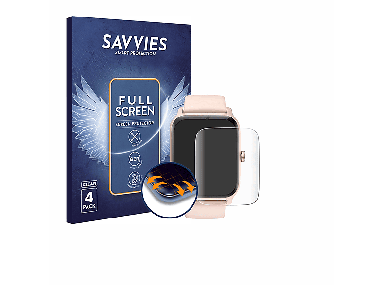 SAVVIES 4x Flex Full-Cover 3D Curved Schutzfolie(für Gydom 13 1.8\