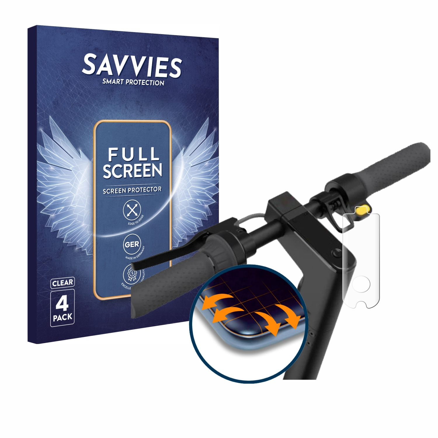SAVVIES 4x KickScooter Flex Ninebot G30LD) Schutzfolie(für 3D Segway Curved Full-Cover MAX