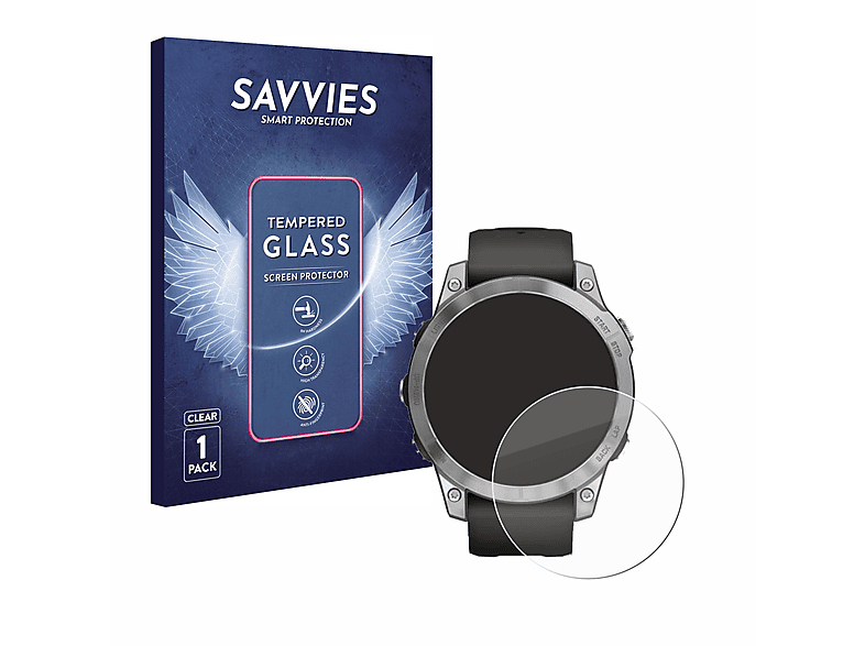 SAVVIES 9H klares Schutzglas (für Garmin Fenix 7 (47 mm))