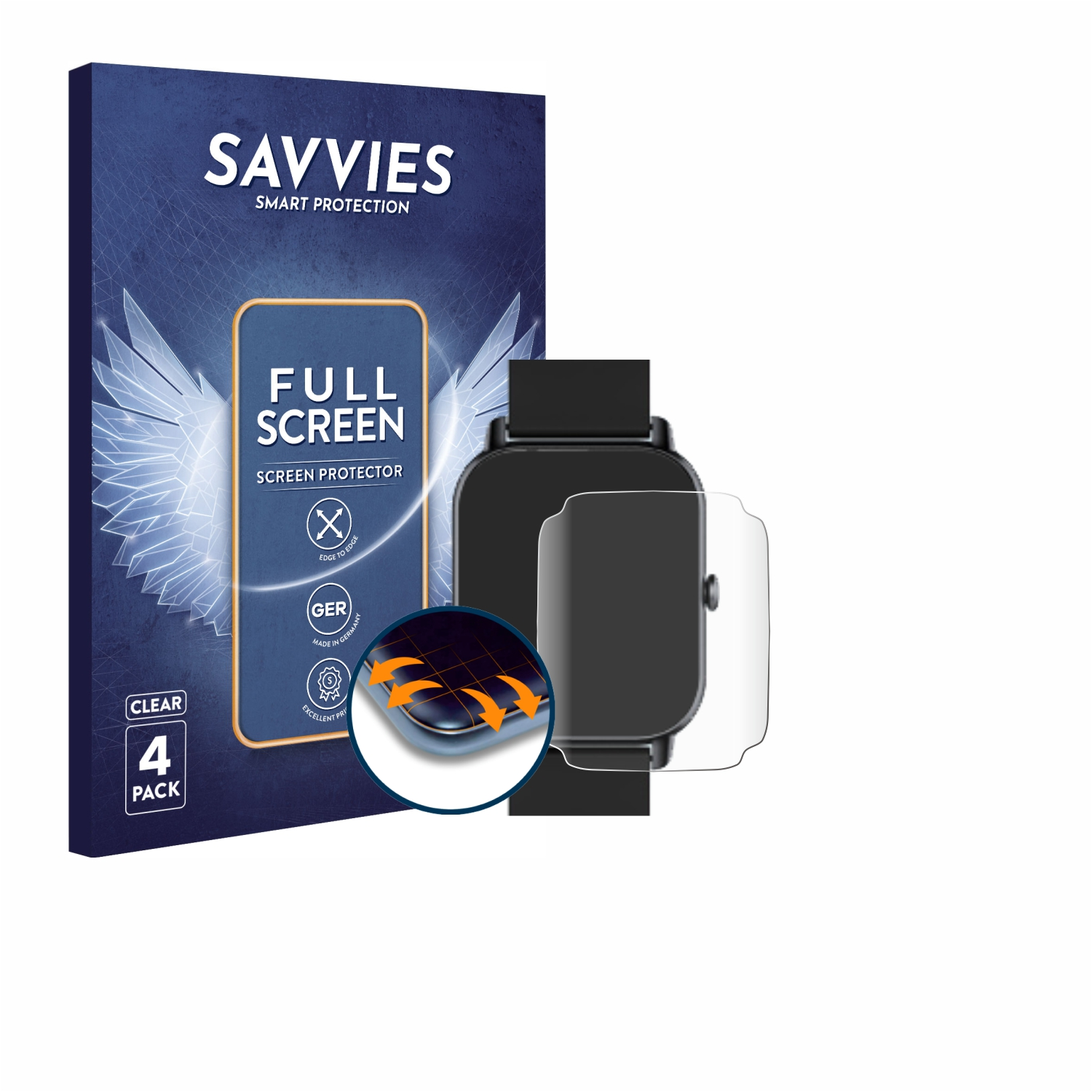 SAVVIES 4x Flex Full-Cover Curved Schutzfolie(für (1.85\