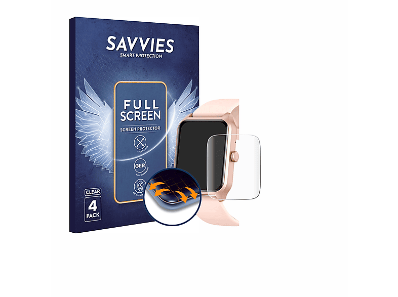 SAVVIES 4x Flex Full-Cover 3D Curved Schutzfolie(für Fitpolo LW83 1.8\