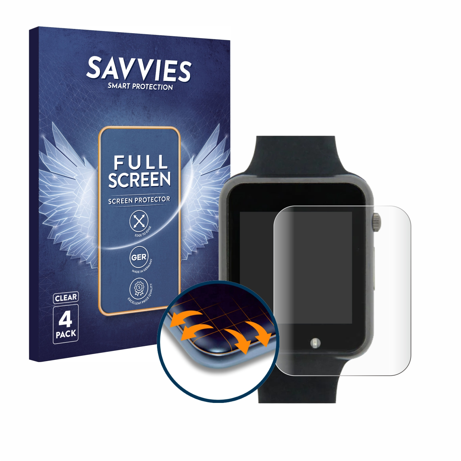 SAVVIES 4x Flex Schutzfolie(für 2020 V3) T-Watch Full-Cover Lilygo Curved 3D