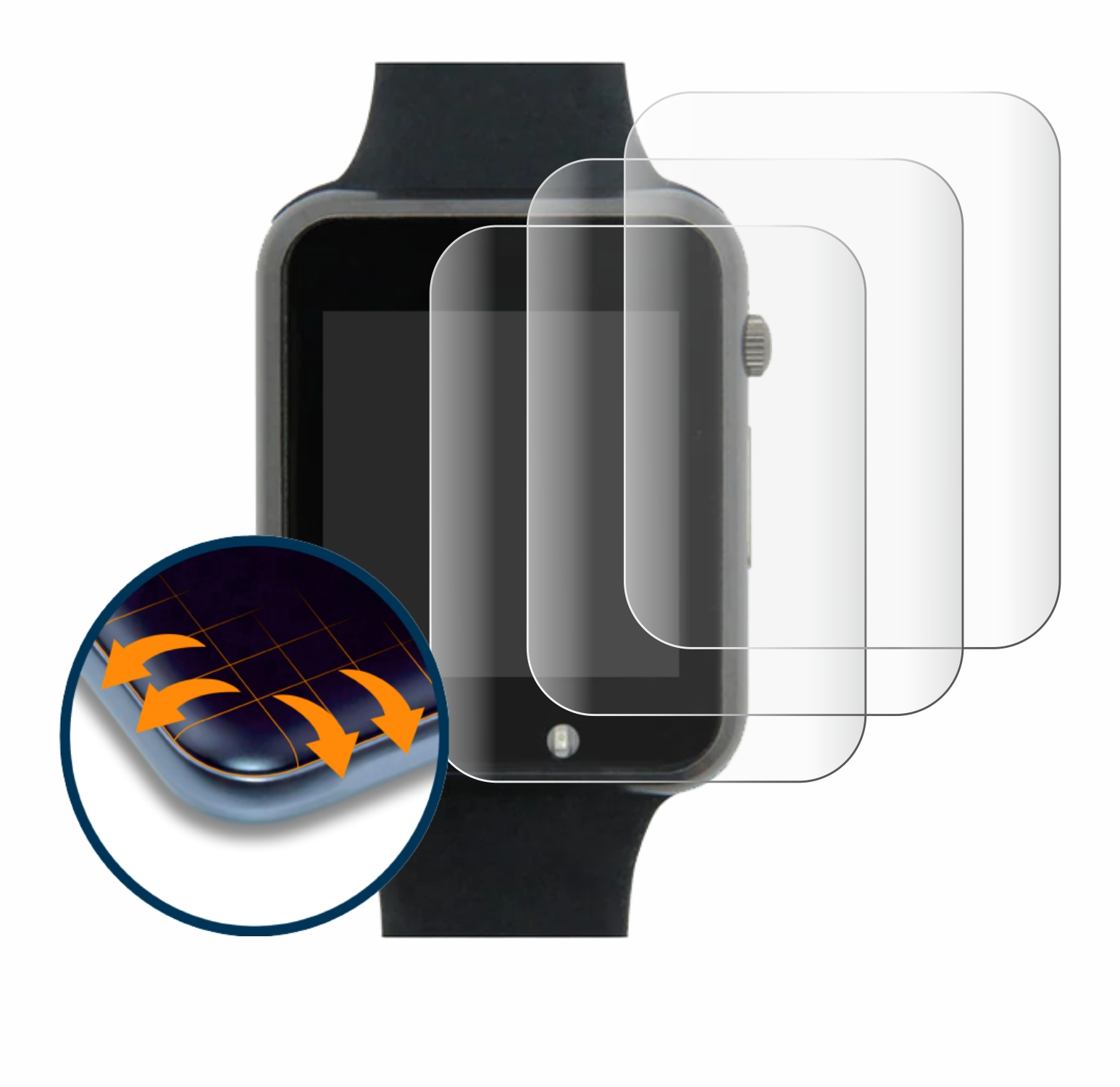 Schutzfolie(für Lilygo 4x T-Watch 3D 2020 SAVVIES Curved V3) Flex Full-Cover