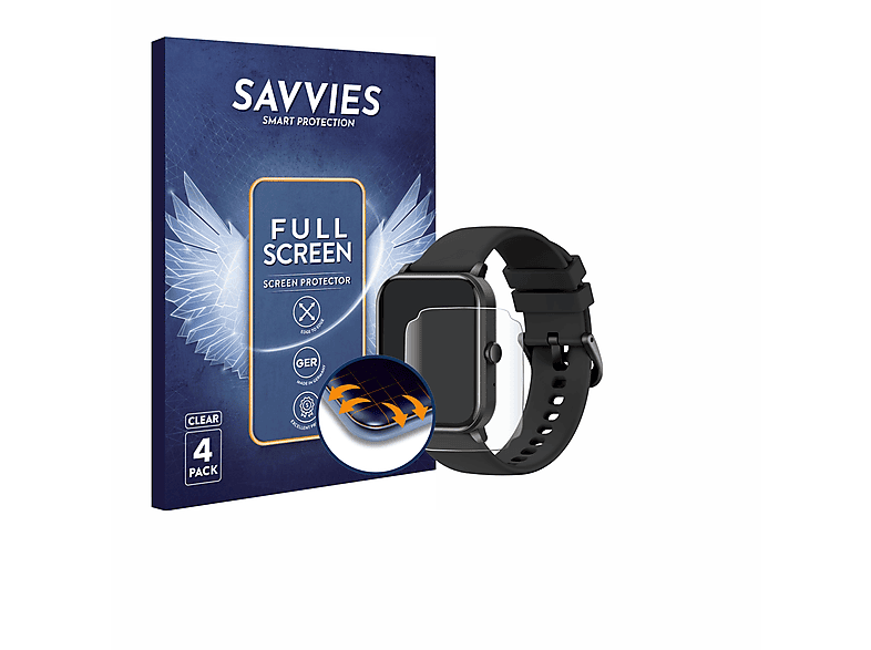 SAVVIES 4x Flex Full-Cover Curved Schutzfolie(für 1.85\