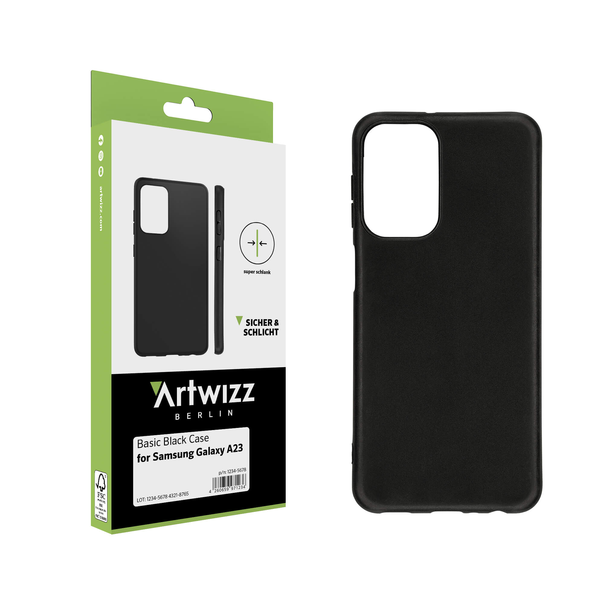 Backcover, Samsung, Schwarz A23, ARTWIZZ Galaxy Case, Black Basic
