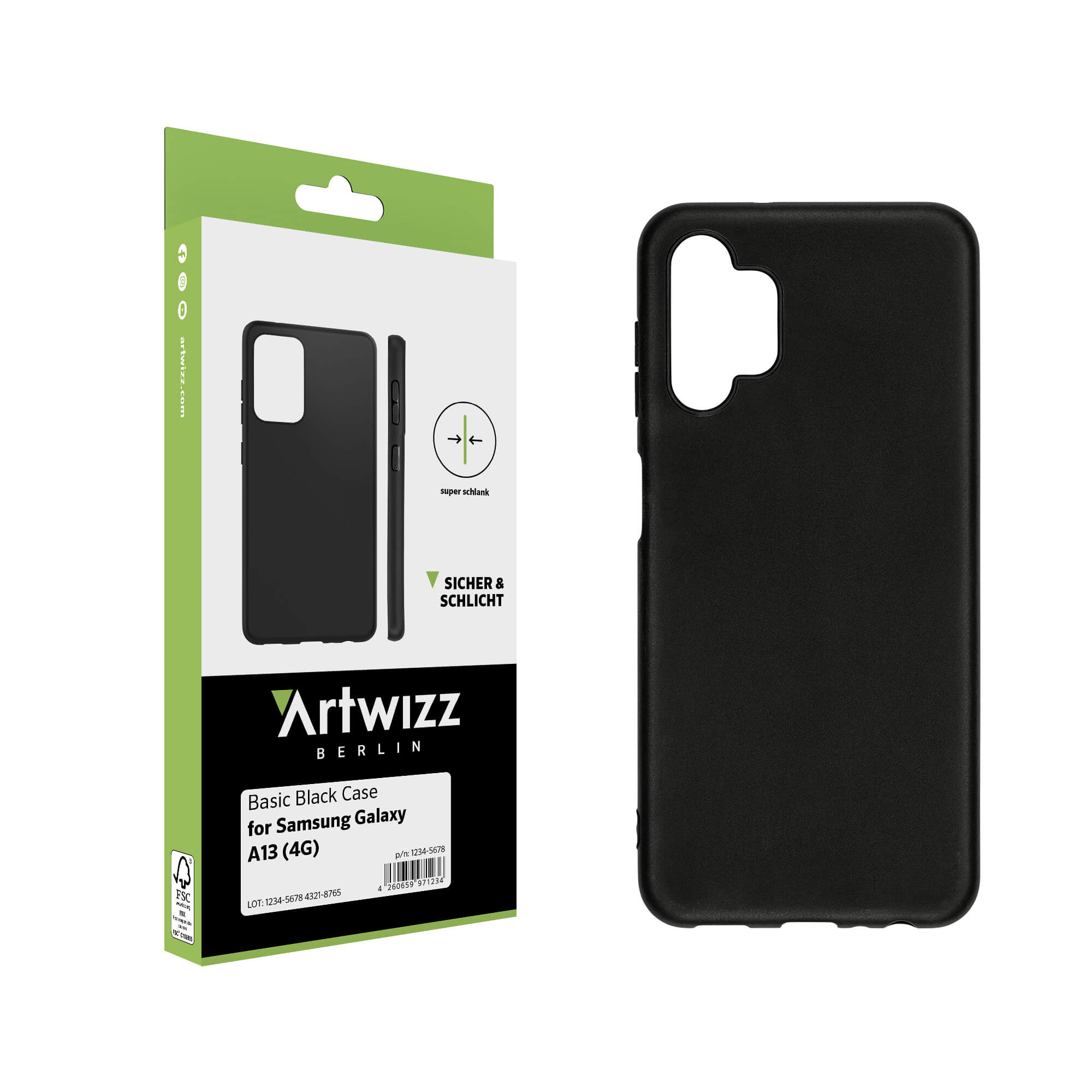 A13 Backcover, Schwarz Samsung, Black (4G), ARTWIZZ Basic Case, Galaxy