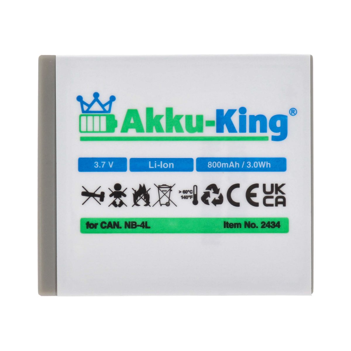 AKKU-KING Akku kompatibel mit Canon NB-4L 3.7 Volt, 800mAh Li-Ion Kamera-Akku