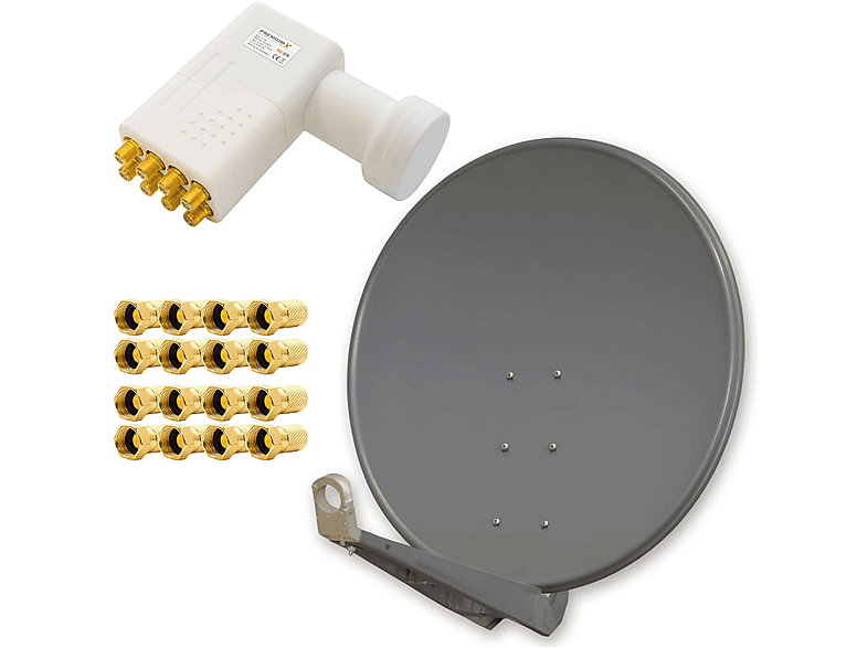 PREMIUMX DELUXE100 Alu 100cm SAT Schüssel Anthrazit HDTV HD+ 3D LNB Octo WE 0,1 dB PXO-08 16x F-Stecker Sat Anlage (100 cm, Octo LNB)