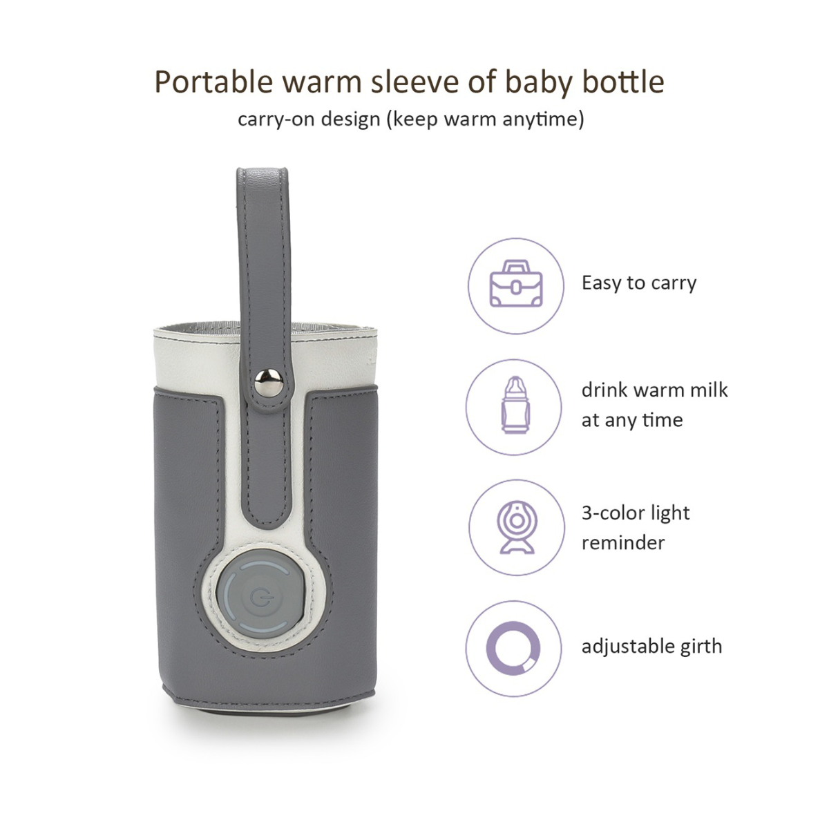 UWOT Smart Thermal Bottle Cover: einfach&praktisch-5V Tragbar&elegant, Grau sicher&kontrollierbar, Babykostwärmer