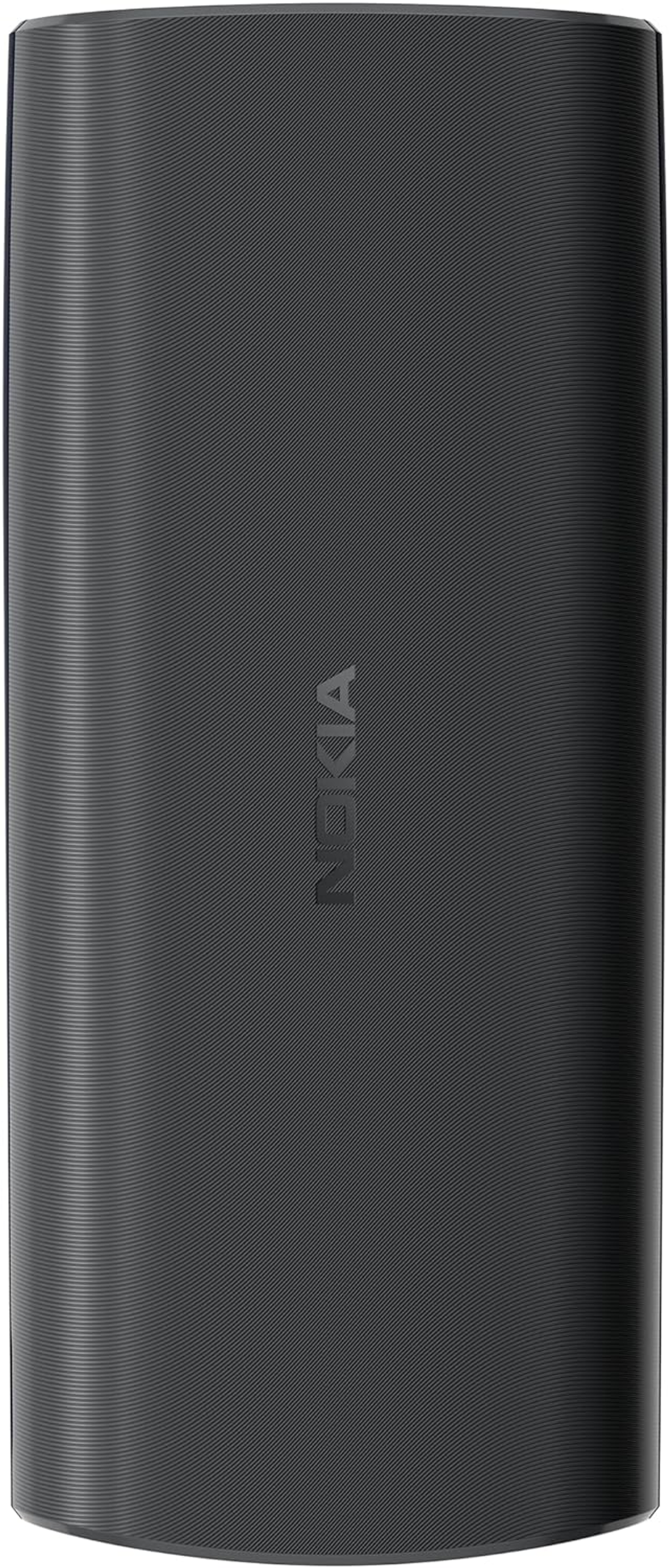 Schwarzer, zylindrischer Nokia-Lautsprecher. Das Nokia-Logo ist vertikal zentriert.
