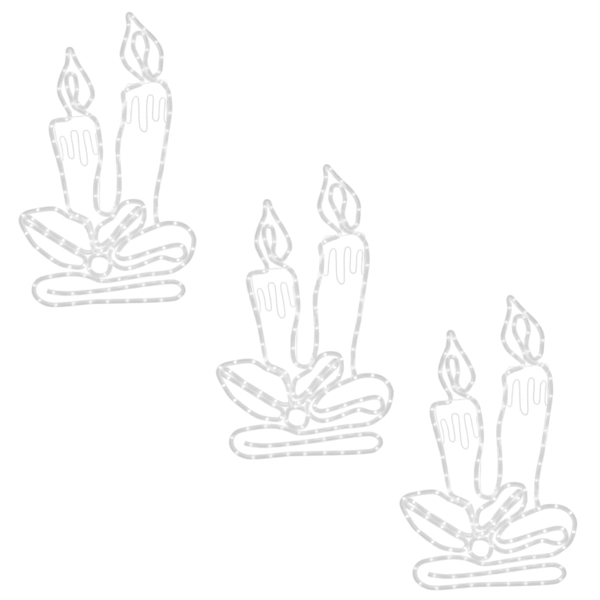 Drei weiße Kerzensilhouetten auf weißem Hintergrund mit schlichtem Design.