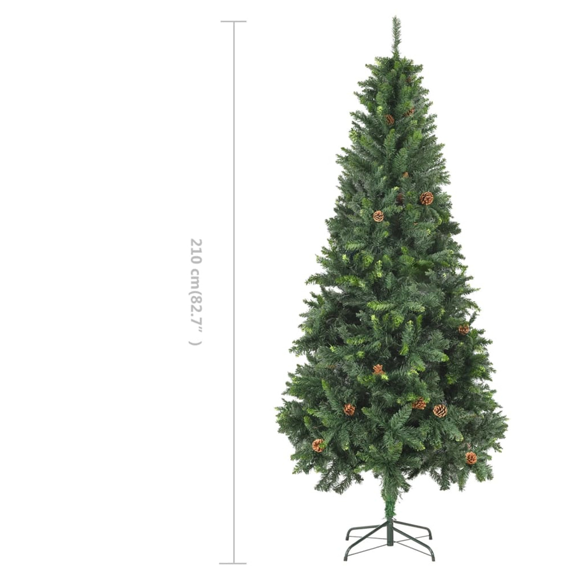 Grüner Weihnachtsbaum mit Tannenzapfen. Weißer Hintergrund.