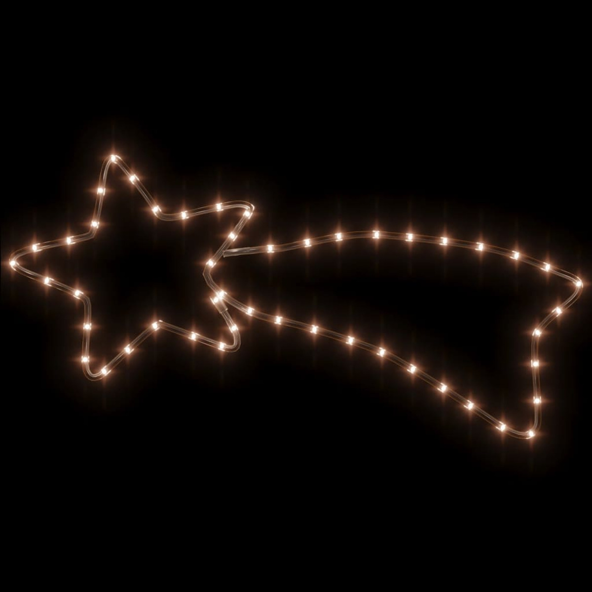 Leuchtendes sternförmiges Weihnachtslicht vor schwarzem Hintergrund.