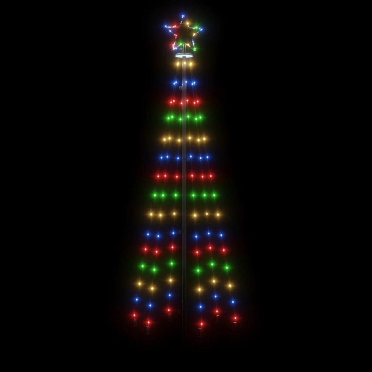 Weihnachtsbaum aus Lichtern. Die Lichter sind in verschiedenen Farben.