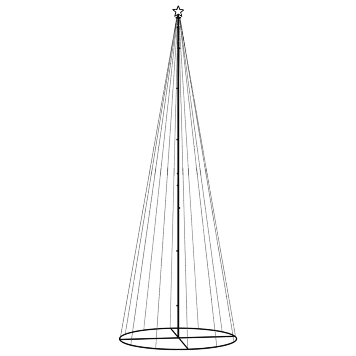 Schwarzer Draht-Weihnachtsbaum mit Stern oben und kreisförmiger Basis.