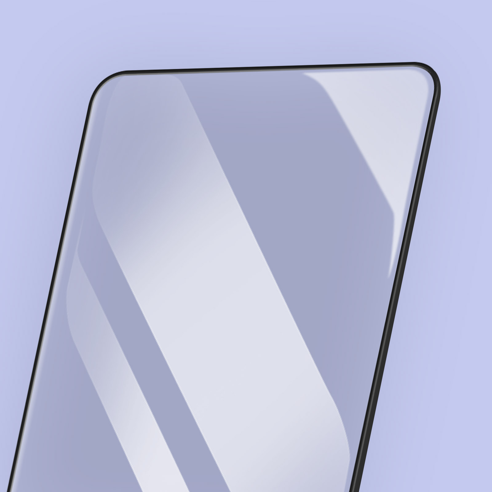 Un primo piano di uno schermo del telefono con angoli arrotondati su sfondo blu.